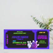 ネオン グロー ボウリング パーティー 誕生日チケット 招待状 (スタンド正面)