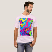 ネオン グロー リキッド スプラッター アート Tシャツ (正面フル)