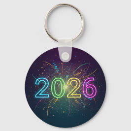 ネオン グロー 2026 花火 祝賀 ダブルサイド キーホルダー