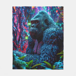 ネオン・ゴリラ フリースブランケット