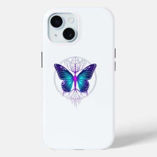ネオン・サイバーパンクの蝶ステッカー - 美しい未来の芸術 Case-Mate iPhoneケース (裏面)