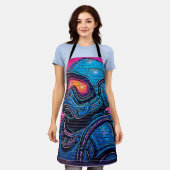 ネオン・サイバーパンク宇宙飛行士 エプロン (着用した状態)