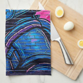 ネオン・サイバーパンク宇宙飛行士 キッチンタオル (四つ折り)