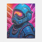 ネオン・サイバーパンク宇宙飛行士 フリースブランケット (正面)