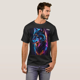 ネオン・サイバーパンク・ウルフ・グラフィックTシャツ - ルミナス・ウィル Tシャツ