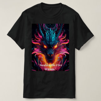 ネオン・サイバーパンク・ドラゴン・グラフィックTシャツ - クリーンマイニー Tシャツ