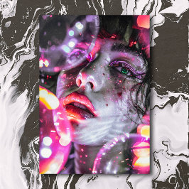 ネオン サイバーパンク 少女 Vaporwave 美意識 ポストカード