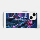 ネオン・サイバー・ウォリアー iPhoneケース - 未来派SF iPhone 14ケース (裏面横)