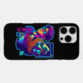 ネオン・サイバー・ラーメン - ヴェイパーウェーブ・レトロ風アート iPhoneケース (裏面横)