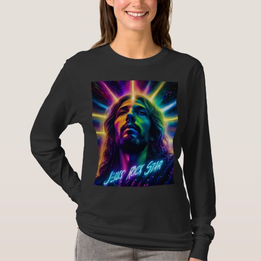 ネオン・ジーザス・ロックスターバシック長袖Tシャツ Tシャツ (正面)