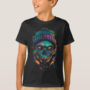 ネオン・スカル:グラフィティ・グロウ Tシャツ