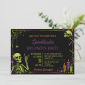 ネオン スケルトン ゴシック ハロウィン 誕生日パーティー 招待状 (スタンド正面)