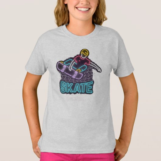 ネオン スケートボーダー Tシャツ (正面)