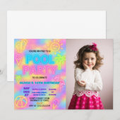 ネオン スプラッシュ プール パーティー ご招待 招待状 (正面/裏面)