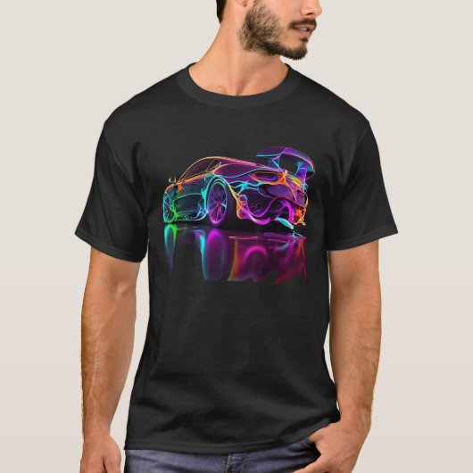 ネオン スポーツカー レトロ Tシャツ (正面)