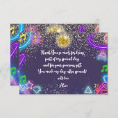 ネオン ダンス パーティー キッズ バースデー サンキューカード (正面/裏面)