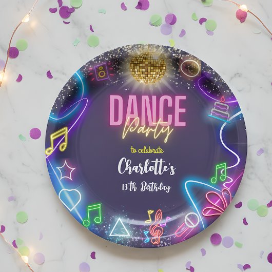 ネオン ダンス パーティー 誕生日 ペーパープレート