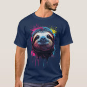 ネオン・チル - カラー・スプラッシュ・スロース、芸術的な動物 Tシャツ (正面)