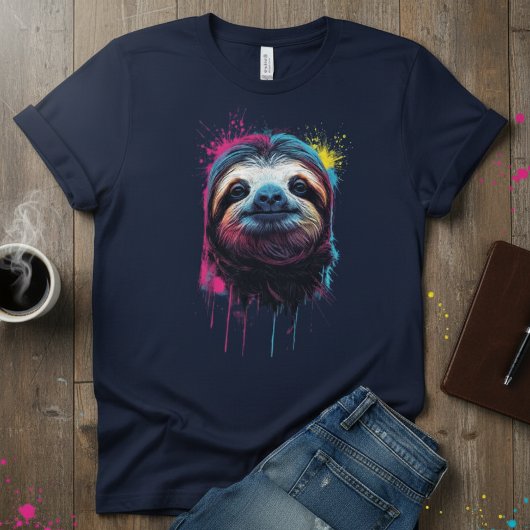 ネオン・チル - カラー・スプラッシュ・スロース、芸術的な動物 Tシャツ
