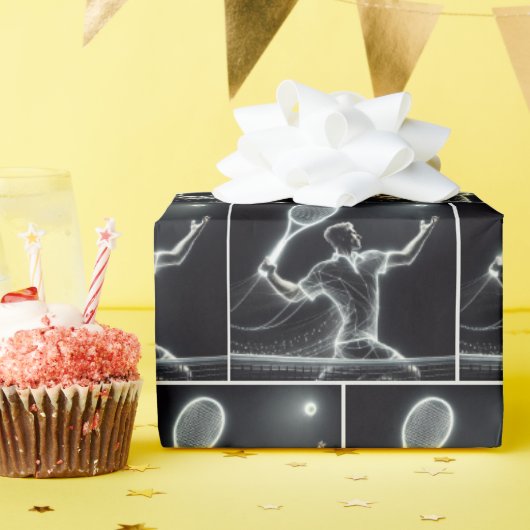 ネオン・テニス選手 ラッピングペーパー (誕生日パーティー)