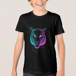 ネオン デジタル 虎 アート トライブレンドTシャツ
