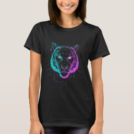 ネオン デジタル 虎 アート Tシャツ