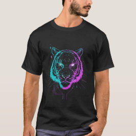 ネオン デジタル 虎 アート Tシャツ