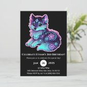 ネオン・トライバル・ウルフの誕生日招待状 招待状 (スタンド正面)