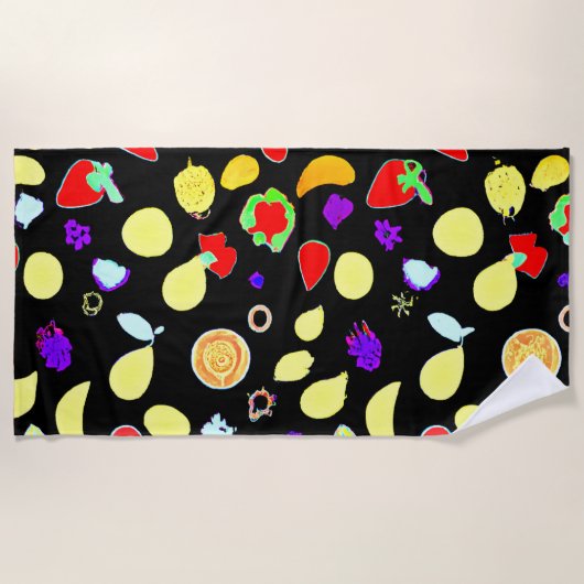 ネオン・トロピック・フルーツ・バースト ビーチタオル (正面)