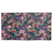 ネオン・ドラゴンと花 枕カバー (正面左)