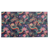 ネオン・ドラゴンと花 枕カバー (正面右)