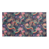 ネオン・ドラゴンと花 枕カバー (裏面-左)