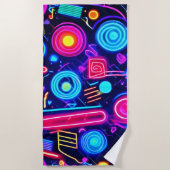 ネオン・ドリームスケープ鮮やか抽象芸術・アート ビーチタオル (正面)