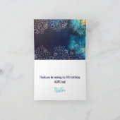 ネオン&ネイビーブルーのアクソロトル水中少年誕生日 サンキューカード (内部)