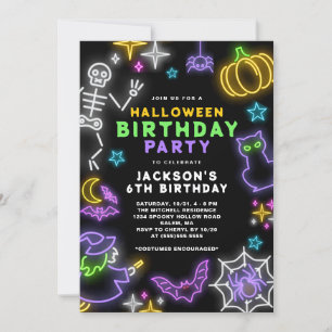 ネオン ハロウィン ボーイズ 6歳 誕生日 コスチューム パーティー 招待状