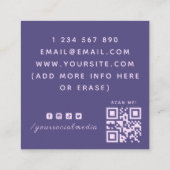 ネオン・バタフライ美学ソーシャルメディア&QRコード スクエア名刺 (裏面)