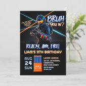 ネオン バトル ダーツ銃 ゲーム 誕生日 男の子 招待状 (スタンド正面)