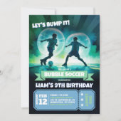 ネオン バブル サッカー ノッカー ボール 誕生日パーティー 招待状 (正面)