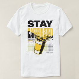 ネオン・パンク・イエロー・コーヒーカップ ステイカフェイン Tシャツ