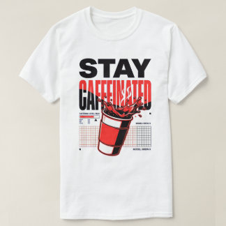 ネオン・パンク・レッド・コーヒーカップ ステイカフェイン Tシャツ