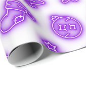 ネオン・パープルクリスマス・オン・ホワイト ラッピングペーパー (ロールコーナー)