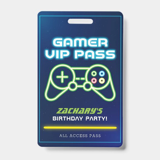 ネオン ビデオゲーム アーケード パーティー VIP バッジ (正面)