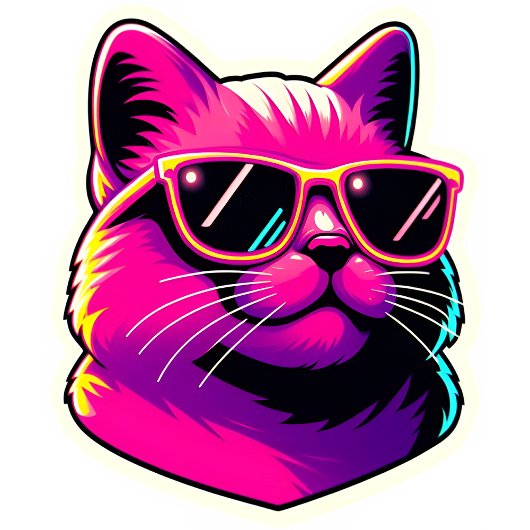ネオン・ピンクと黄色のサングラスをかけたクールな猫 Tシャツ