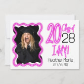 ネオン ピンク グロー クラス 2025 フォト 卒業 招待状 (正面)