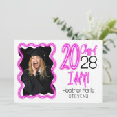 ネオン ピンク グロー クラス 2025 フォト 卒業 招待状 (スタンド正面)