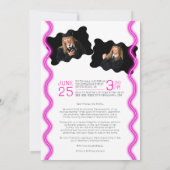 ネオン ピンク グロー クラス 2025 フォト 卒業 招待状 (裏面)