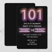 ネオン ピンク 101歳の誕生日パーティー招待状 招待状 (正面/裏面)
