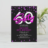 ネオン ピンク 60歳の誕生日パーティー 招待状 (スタンド正面)