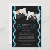 ネオン ブルー グロー クラス オブ 2025 フォト 卒業のお知らせ 招待状 (裏面)