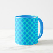 ネオン ブルー 鮮やか チェック 柄 マグカップ (正面右)